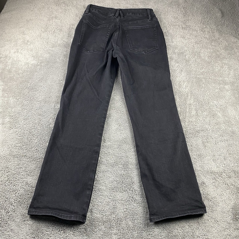 Good American Good Straight Jeans Womens 6/ 28 Black‎ Dark Wash Denim Mid Rise - Picture 10 of 13